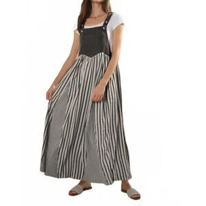NEW ODDI striped overall dress in colored denim